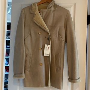 Burberry double breasted shearling coat